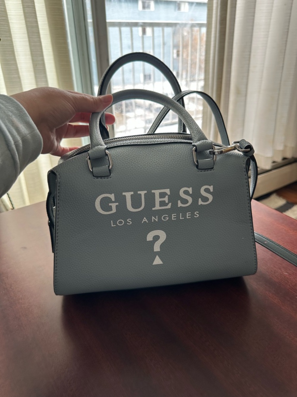 GUESS Light bleu  Pebbled Logo Satchel